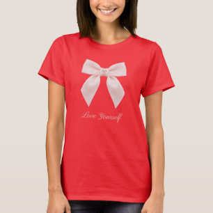 Camiseta Ame a Si Mesma Coquete Laço Fofo Pastel Feminino R
