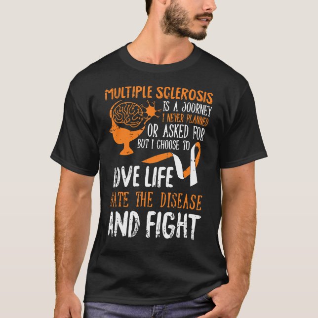 Camiseta Ame a Vida Múltipla Esclerose Sensibilização Sra.  (Frente)