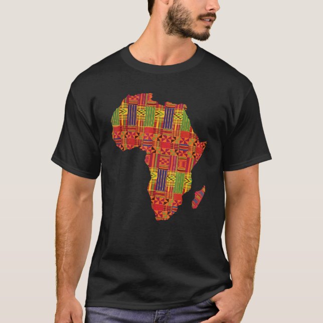 Camiseta Ame África Mapa de Terra Africano Orgulho Negro Hi (Frente)