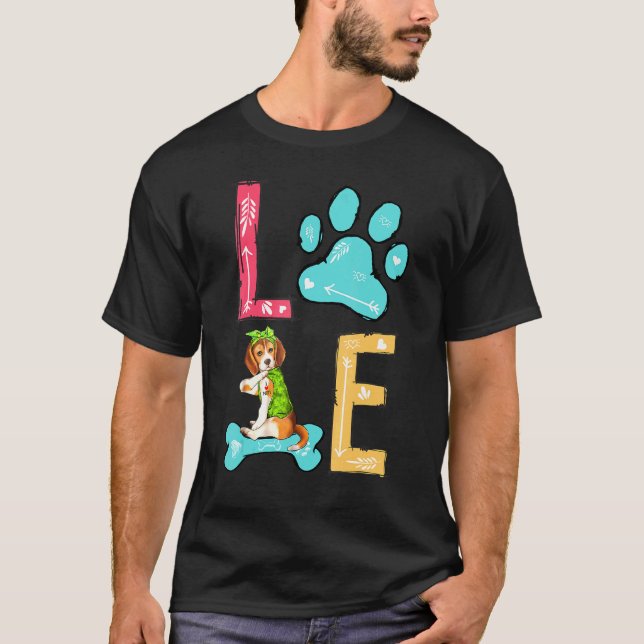 Camiseta Ame Beagle Paw Dog Proprietário (Frente)