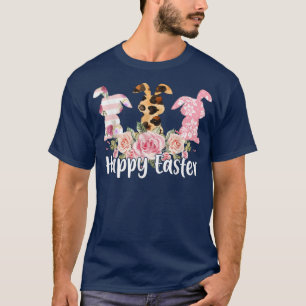 Camiseta Ame coelhinho de pele-leopardo coelho rosa flor