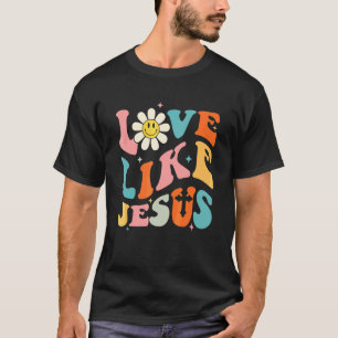 Camiseta Ame Como Jesus Católico Positivo Retro Deus Cristo