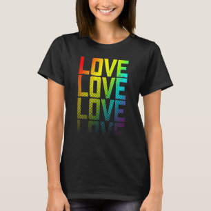 Camiseta Ame Lgbtq+ Orgulho gay do Arco-Íris Texto Fade Grá