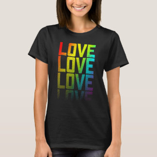 Camiseta Ame Lgbtq+ Orgulho gay do Arco-Íris Texto Fade Grá