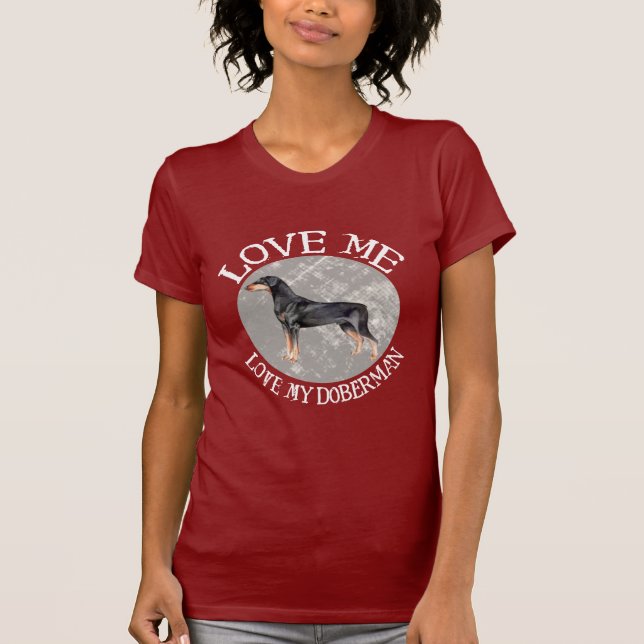Camiseta Ame-me, ame-o meu Doberman (Frente)