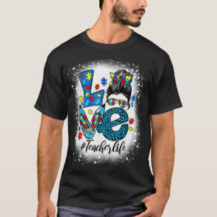 Camiseta Ame Messer Professora Quebra-cabeça Autismo Mulhe