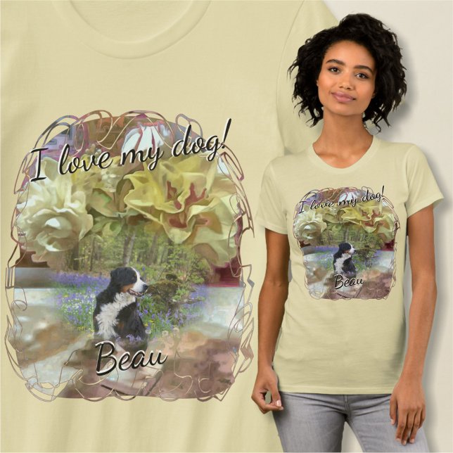 Camiseta Ame Meu Cachorro Primeiro Flores da primavera PCM1 (Criador carregado)