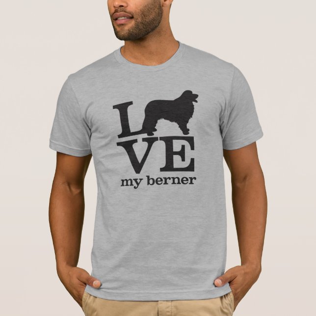 Camiseta Ame meu cão de montanha de Bernese (Frente)