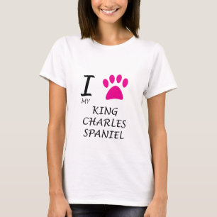 Camiseta Ame meu crachá do Spaniel de rei Charles