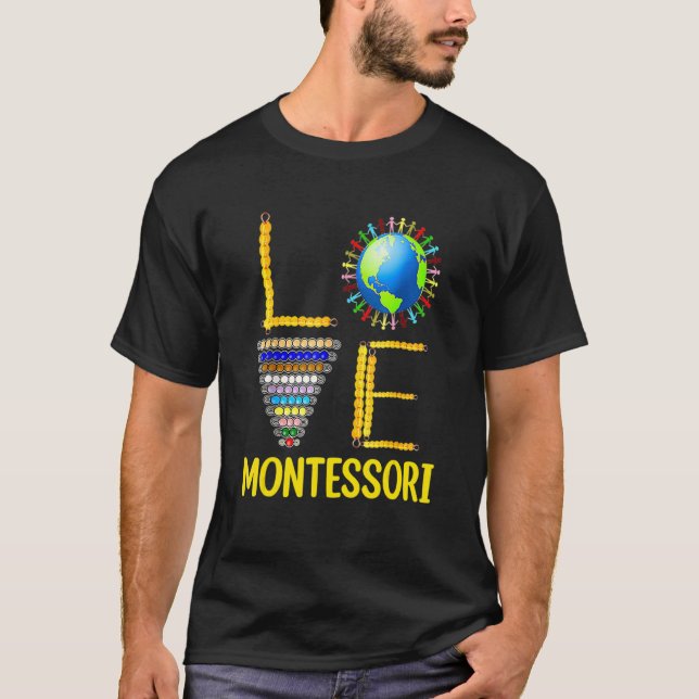 Camiseta Ame Montessori Ensino De Professores De Volta À Es (Frente)