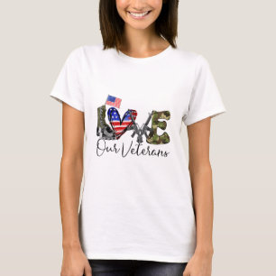 Camiseta Ame Nossos Veteranos Militares Americanos Oferecem