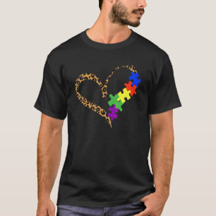 Camiseta Ame o Autismo Puzzle Leopardo Gráfico Conscientiza