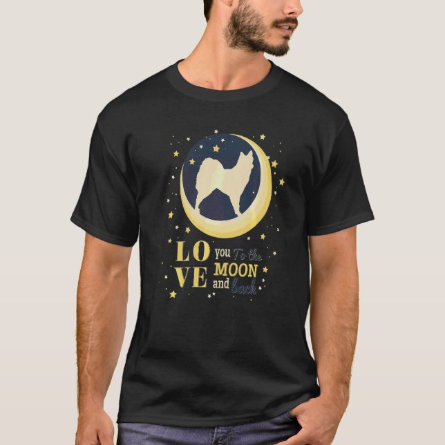 Camiseta Ame O Cãozinho Islandês À Lua (Frente)