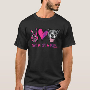 Camiseta Ame O Meu Tee Pitbull Mãe Engraçada Paz Amor P