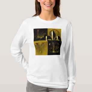 Camiseta Ame o ouro preto/flor de lis