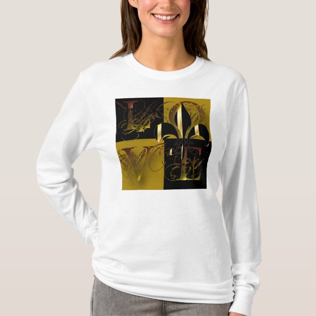 Camiseta Ame o ouro preto/flor de lis (Frente)