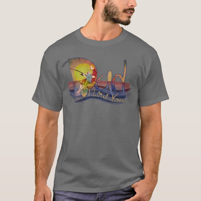 Camiseta Ame-o t-shirt da pesca do pai e do filho do texto (Frente)