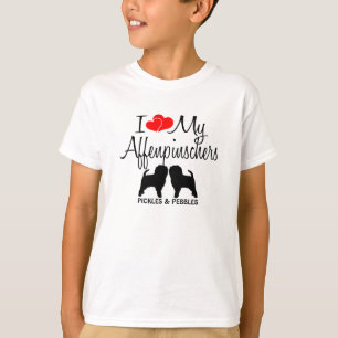 Camiseta Ame Os Meus Dois Cães Affenpinscher