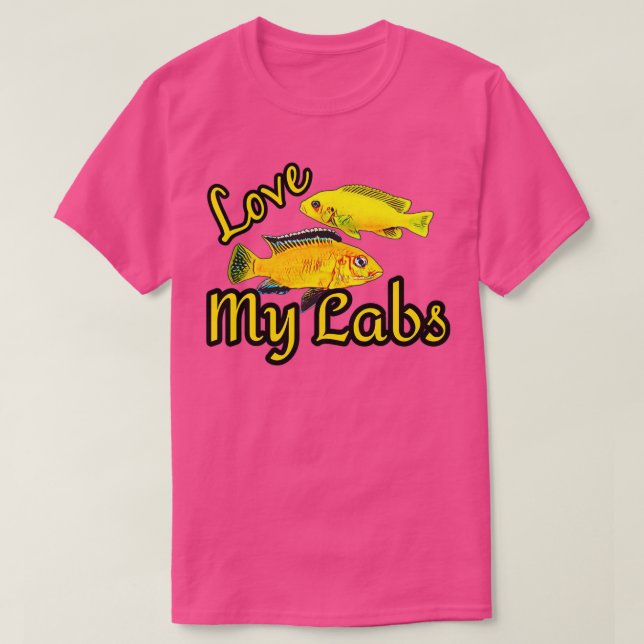 Camiseta Ame Os Meus Laboratórios Elétricos Lab Amarelo Pei (Frente do Design)