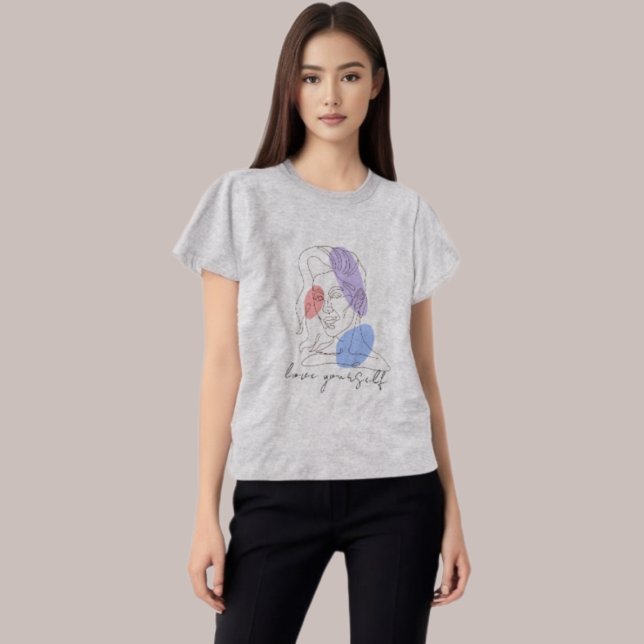 Camiseta "Ame-se a si mesmo" Arte de Linha de Menina Inspir (Criador carregado)