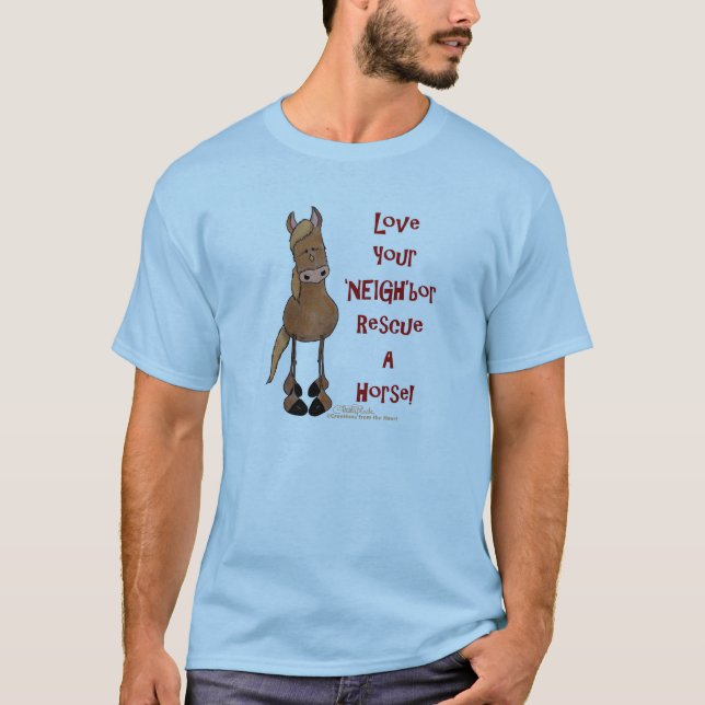 Camiseta Ame seu resgate de cavalos NEIGHbor (Frente)