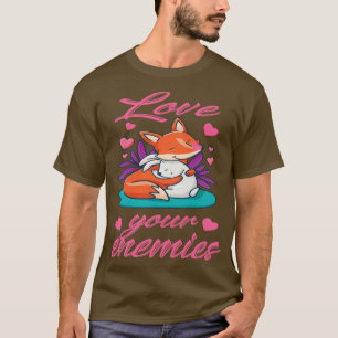 Camiseta Ame seus inimigos Fox Rabbit Jesus Bíblia Paz
