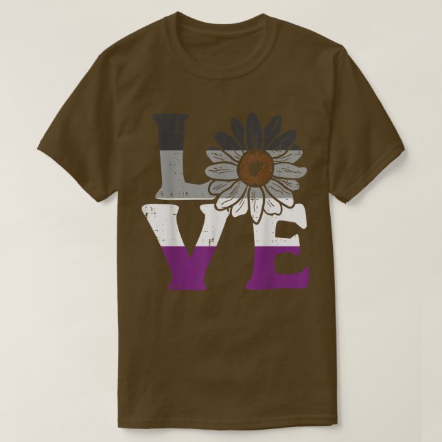 Camiseta Ame Sunflower Aseual Flor Ace Priflag LGBTQ (Frente do Design)