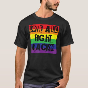 Camiseta Ame Todos Combatam Racismo Orgulho gay Rainbow Wor