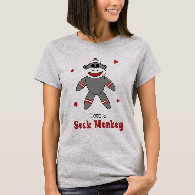 Camiseta Ame Um Macaco De Meia, Um Brinquedo De Retro Quirk (Frente)