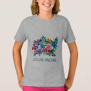 Camiseta Ame Uns aos Outros-Phoebe Floral Inspirational