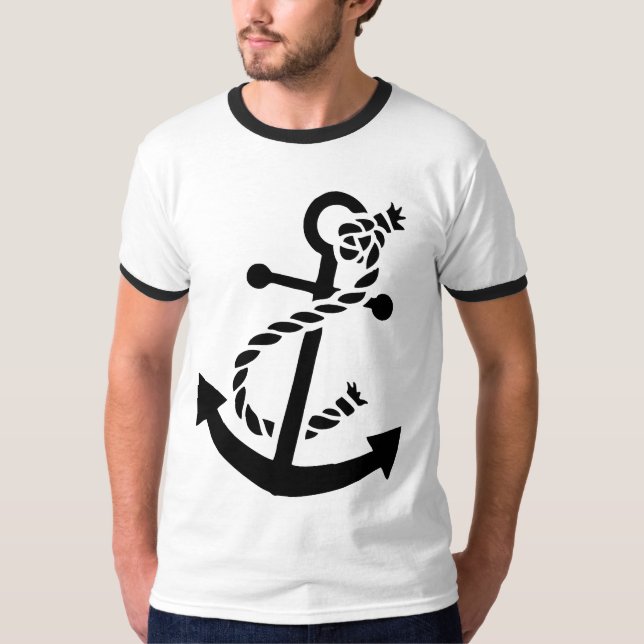 Camiseta Ameaça Marinha Náutica Ancorante do Navio Negro (Frente)
