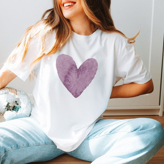 Camiseta Ameaça Mínima de Aquarela Purple Heart Trendy (Criador carregado)