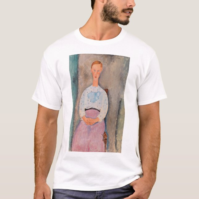 Camiseta Amedeo Modigliani - Garota com uma blusa Polka-Dot (Frente)