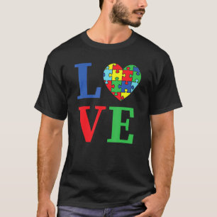 Camiseta Amei Consciência do Autismo Coração Peça do Quebra