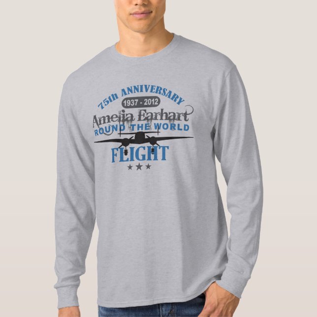 Camiseta Amelia Earhart 75 Anos Aniversário (Frente)