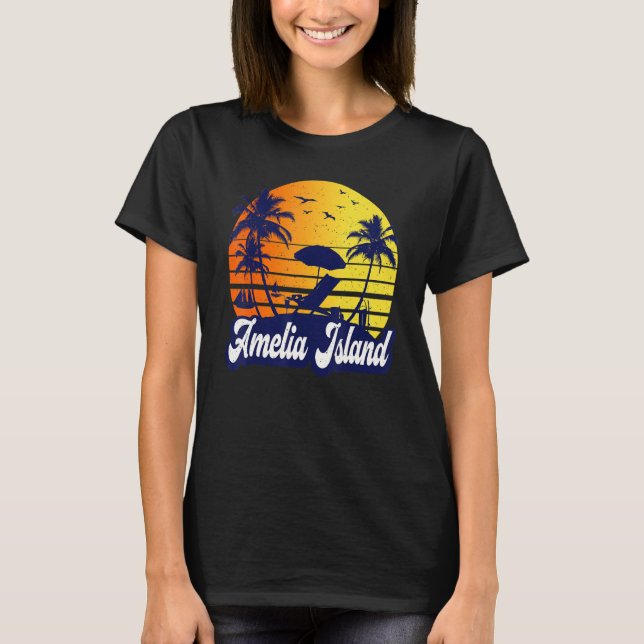 Camiseta Amelia Island Florida Sunset Beach Retro (Frente)