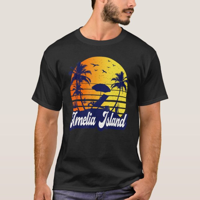 Camiseta Amelia Island Florida Sunset Beach Retro (Frente)