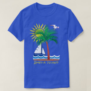 Camiseta Amelia Island Palm Sailboat e Sunshine