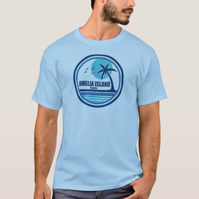 Camiseta Amelia Island Palm Tree Birds na Flórida (Frente)