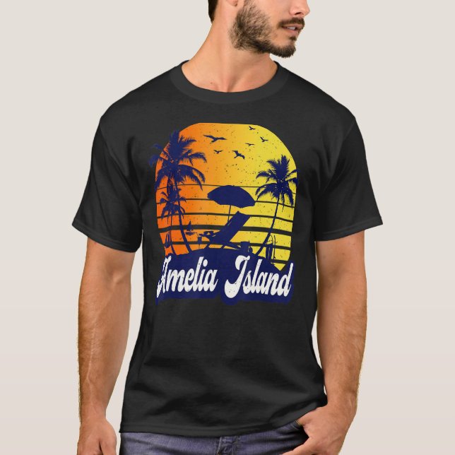Camiseta Amelia Island Sunset Beach Retro (Frente)