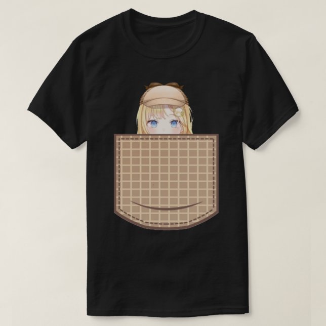 Camiseta Amelia pocket peeker Watson espiando Hololive Holo (Frente do Design)