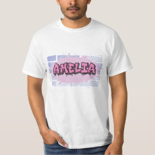 Camiseta AMÉLIA Seu Nome Meninas Rosa Grafite Pink Hip Hop
