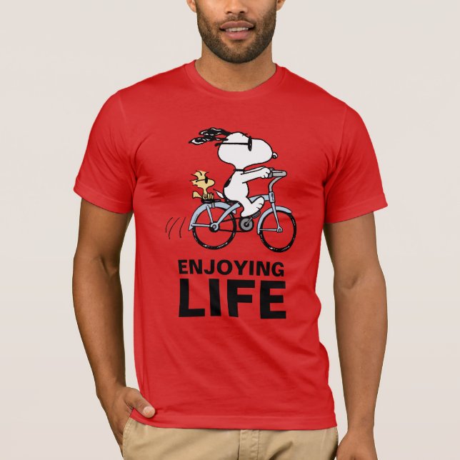 Camiseta Amendoins | Bicicleta Snoopy & Woodstock (Frente)