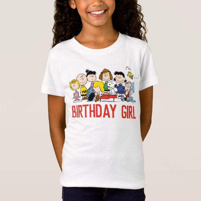 Camiseta Amendoins | Charlie Brown e Gang Birthday Girl (Frente)