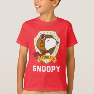 Camiseta Amendoins Crachá De Ace Voador De Snoopy