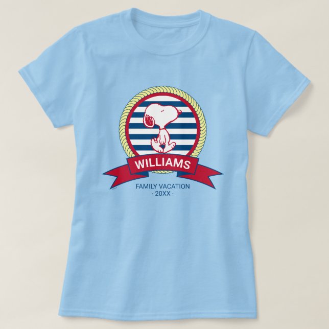 Camiseta Amendoins | Crachá náutico de Snoopy (Frente do Design)