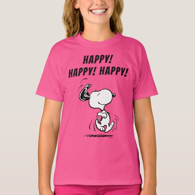 Camiseta Amendoins | Dança Feliz Snoopy (Frente)