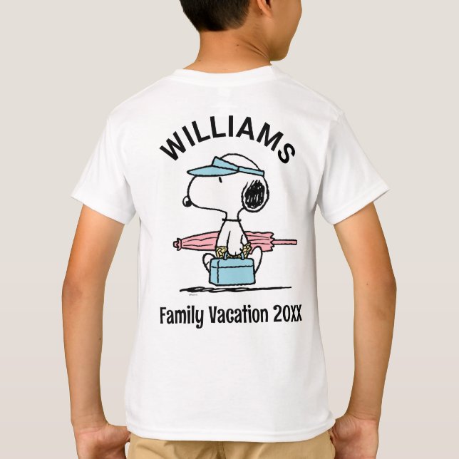 Camiseta Amendoins | Férias Familiares Snoopy Beach Walk (Verso)