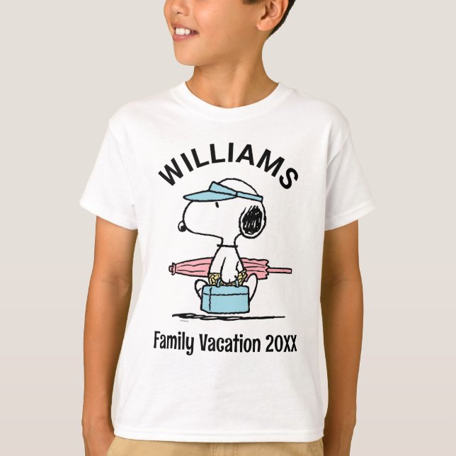 Camiseta Amendoins | Férias Familiares Snoopy Beach Walk (Frente)