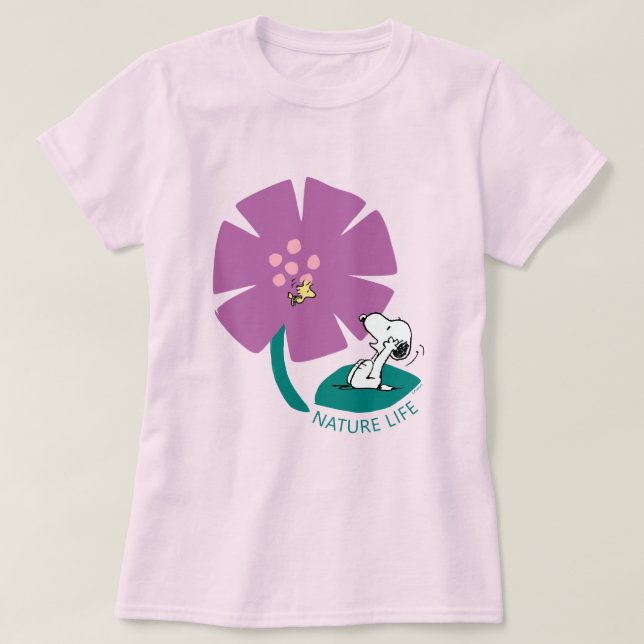 Camiseta Amendoins | Ilustração da Natureza: Flor Roxo (Frente do Design)